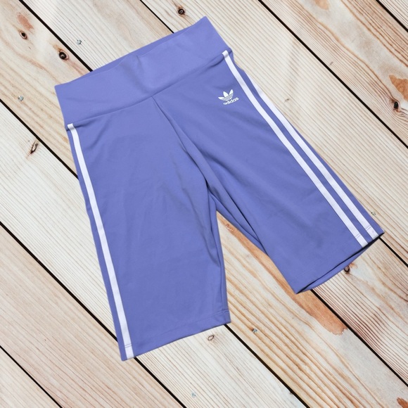 Adidas Originals S purple high waisted bike shorts - Picture 2 of 11